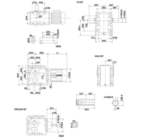 K螺旋錐齒輪減速機(jī)安裝圖
